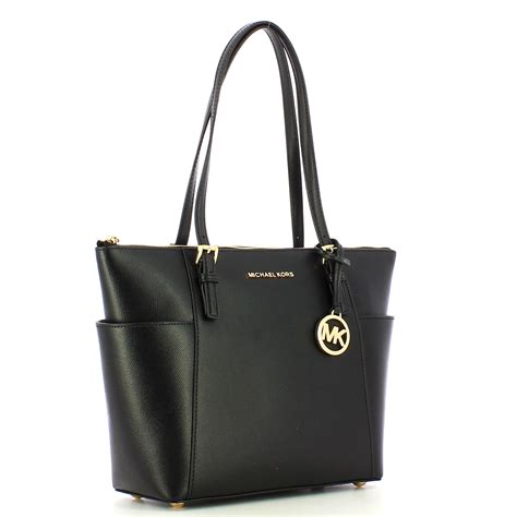 michael michael kors jet set item ew tz tote black|michael kors large open tote.